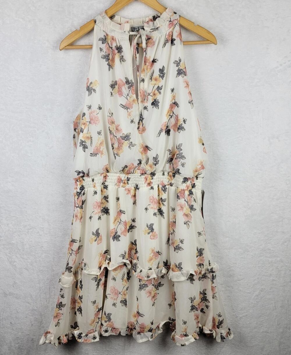 Fairy Cottagecore Midi Sun Dress 1X Sleeveless Line Floral Keyhole Tie Summer